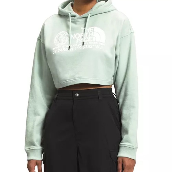 The North Face Coordinates Crop Hoodie Mint Green Size Small - Picture 2 of 11